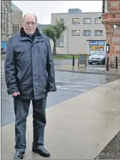  ??  ?? Community council chairman Alan Baker on the ‘crossing’ by the Black Sheep.