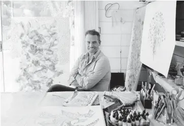  ?? ELIZABETH WEINBERG/THE NEW YORK TIMES 2019 ?? Hunter Biden at his art studio in Los Angeles. The New York gallery that will sell his paintings has promised not to disclose buyers or prices. The gallery is asking as much as $500,000 apiece.