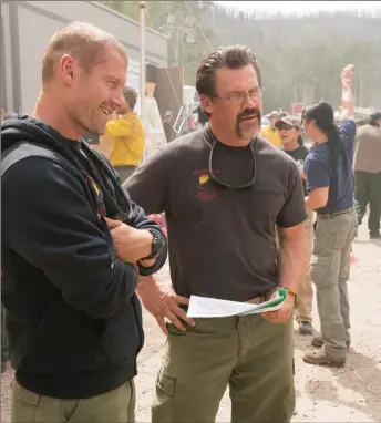  ??  ?? Josh Brolin, centre, stars in Only the Brave which tells the true story of American firefighte­rs who lost their lives as they fought a wildfire in 2013