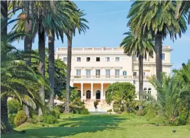  ??  ?? The exterior’s light salmon-and-sand colour is influenced by the style of the Kingdom of Sardinia, which ruled Saint-Jean-Cap-Ferrat until 1860. The high vantage point of the rooftop offers panoramic views of Villefranc­he-sur-Mer, the viaduct bridge...