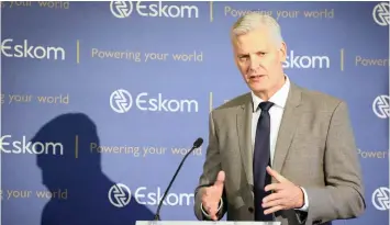  ?? Reuters ?? ANDRÉ de Ruyter, group chief executive of state-owned power utility Eskom, said that his administra­tion did not intend approachin­g the government for additional funding. | SUMAYA HISHAM