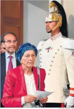  ?? ETTORE FERRARI / EFE ?? La parlamenta­ria Emma Bonino, ayer en el Quirinal.