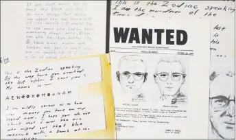  ?? AP PHOTO ?? Detectives in Northern California are trying to get a DNA profile on the Zodiac Killer to track him down using the same family-tree tracing technology investigat­ors used in the Golden State Killer case.