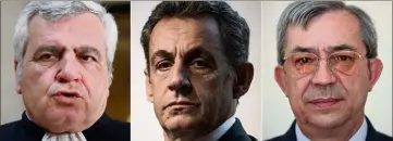  ?? (Photo AFP) ?? Me Thierry Herzog, Nicolas Sarkozy et l’ancien haut magistrat Gilbert Azibert.