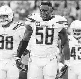  ?? Robert Gauthier Los Angeles Times ?? LINEBACKER Thomas Davis says the defense hasn’t held up its end of the bargain, despite some positive stats. “We’re 4-7,” he said. “Everyone could be better.”