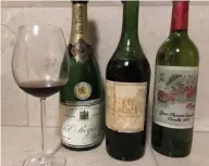  ??  ?? OLD WORLD WINES: (L-R) Pol Roger Champagne 1964, Chateau Haut Brion 1959, and Murrieta Castillo Ygay 1978