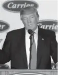  ?? DARRON CUMMINGS, AP ?? President- elect Trump speaks Thursday at Carrier Corp.