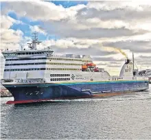  ?? FILE PHOTO ?? The Marine Atlantic ferry Blue Puttees is seen in a file photo. Marine Atlantic has taken the next steps towards adding a new vessel to its fleet.