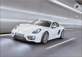  ?? Porsche ?? THE PORSCHE CAYMAN starts at $53,550. Among the changes for 2014, the engine shrinks to 2.7 liters from 2.9 liters but horsepower rises by 10 to 275. Porsche says the car can go zero to 60 mph in 5.4 seconds.