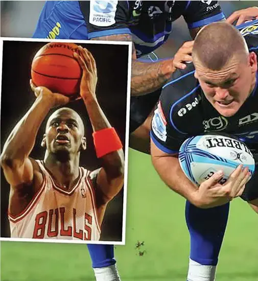  ?? Photo: The West Australian ?? Veteran Western Force prop Tom Robertson (right) indicated that they have been watching Michael Jordan’s Netflic series, ‘The Last Dance’ (inset) to prepare for tonight’s clash against the Swire Shipping Fijian Drua.