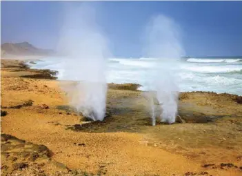  ??  ?? Mughsayl blowholes are best during the influence of the monsoon.