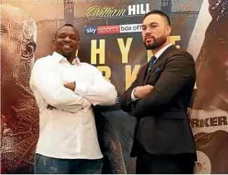  ?? GETTY IMAGES ?? Dillian Whyte and Joseph Parker at the London media conference to confirm their July fight.