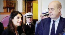  ??  ?? Da sinistra, Virginia Raggi, Nicola Zingaretti e Roberta Lombardi