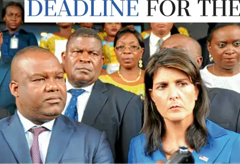  ?? Afp/getty Images/ Tutondele Mianken ?? Time for change: The US’S Nikki Haley has told the DRC to hold elections or risk losing US support