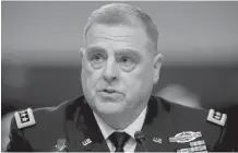  ?? AP PHOTO/ANDREW HARNIK ?? Army Chief of Staff Gen. Mark Milley listens to a question while testifying on Capitol Hill in Washington in 2017, before a Senate Armed Services Committee hearing on the Army’s fiscal 2018 budget.