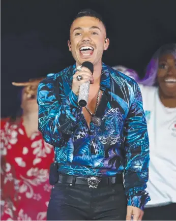  ?? Picture: GETTY IMAGES ?? Anthony Callea performs during the closing ceremony for the 2018 Games