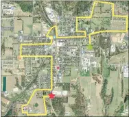  ?? Submitted ?? This map shows the route which will be followed by the Gravette Day 2020 parade participan­ts. It will begin at the Gravette Middle School and end in the south part of town near Ozarks Community Hospital.