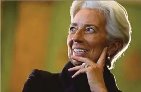  ?? REUTERS PIC ?? Internatio­nal Monetary Fund managing director Christine Lagarde says countries around the globe are seeing renewed or sustained economic expansion, coinciding with greater stability in banks and market confidence.