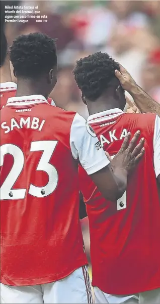  ?? foto: efe ?? Mikel Arteta festeja el triunfo del Arsenal, que sigue con paso firme en esta Premier League