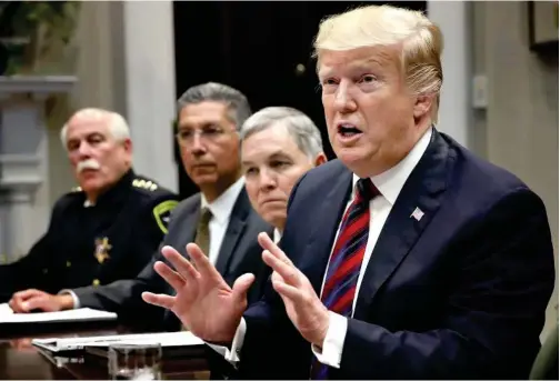  ?? File/agence France-presse ?? US President Donald Trump speaks during a briefing on drug traffickin­g on the southern border of the United States in Washington, DC.