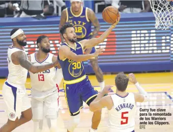  ?? EFE ?? Curry fue clave para la remontada de los Warriors ante los Clippers.