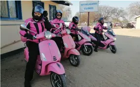  ?? ?? RAISING AWARENESS: The bike riders are on a mission to help fight breast cancer