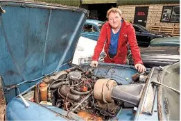  ??  ?? Reunited with his Saab at last – James gives the V4 engine a thorough inspection.