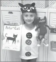  ??  ?? Cat: Northwest kindergart­ner Gracelin Shavers is representi­ng Pete the Cat.