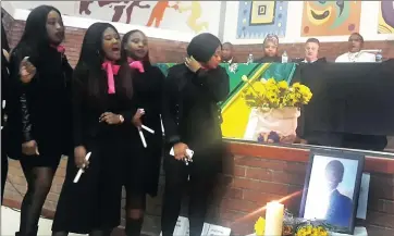  ?? Picture: SANDISO PHALISO ?? GRIEF: Friends and family of murdered Aviwe Jam Jam during her memorial service in Khayelitsh­a this week.