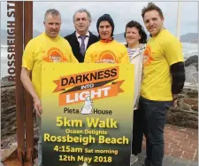  ?? Photo by Sinead Kelleher. ?? Gerard Burke, Cllr Michael Cahill, Veronica Sugrue, Lorraine Clifford and Darren O’Sullivan at the launch of the Darkness Into Light at Rossbeigh Beach on May 12.