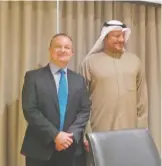  ??  ?? KUWAIT: Health Minister Dr Ali Al-Obaidi meets British Ambassador to Kuwait Matthew Lodge during a joint steering committee meeting yesterday.