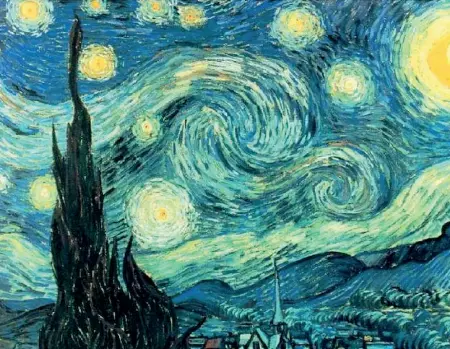  ??  ?? Arte e scienza «Notte stellata», (Van Gogh, 1889, MoMa). L’artista olandese ritrasse nel quadro il fenomeno della rifrazione della luce