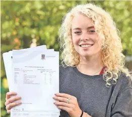  ??  ?? Swallows and Amazons star Seren, 16, with her results yesterday