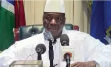  ?? GAMBIA STATE TV/THE ASSOCIATED PRESS ?? Gambia’s ex-president Yahya Jammeh appears on state television to give a brief statement agreeing to step down from office and leave the country.