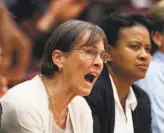  ?? Scott Strazzante / The Chronicle ?? Cal head coach Lindsay Gottlieb, above left, and Stanford’s Tara VanDerveer have brought a lot of joy to Bay Area college basketball fans. Could the teams ever meet for the national title?