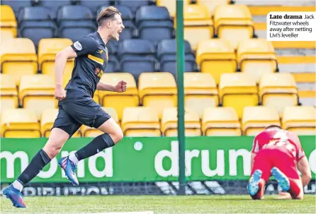  ?? ?? Late drama Jack Fitzwater wheels away after netting Livi’s leveller