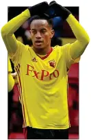  ??  ?? HEARTFELT: Andre Carrillo marks his goal for Watford