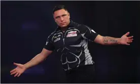  ?? Photograph: Luke Walker/Getty Images ?? Gerwyn Price has said he misses the Ally Pally crowd even though ‘they get on my back a lot’.