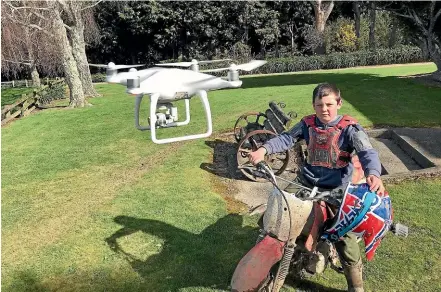  ?? PIERS FULLER/STUFF ?? The drone is now an essential tool on the farm. Cameron Wyeth is just about to head out and help cast ewes get back on their feet.