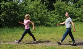  ?? Photograph: Linda Nylind/The Guardian ?? Best foot forward … walking expert Joanna Hall puts Tim Dowling through his paces.