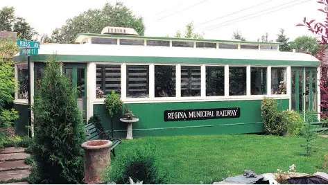  ??  ?? This Regina Municipal Railway streetcar had been converted into a cosy sunroom before moving to a historical society in Edmonton.