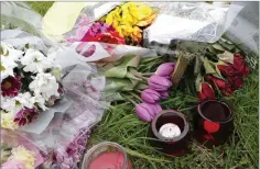  ??  ?? Flowers at the scene of the roundabout at Farrankell­y, where a motorcycli­sts lost his life on Thursday evening.