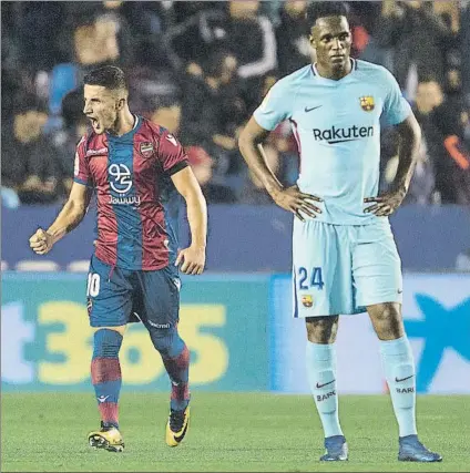  ?? FOTO: PERE PUNTÍ ?? Bardhi celebra un gol en aquel 5-4 que fue la sentencia para Yerry Mina Pagó los platos rotos sin ser más culpable que otros