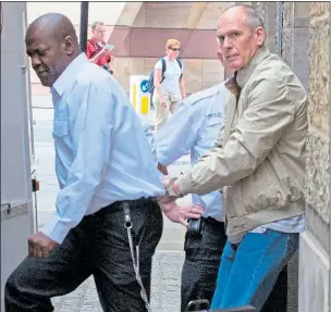  ??  ?? ‘PENNILESS’: Terry Adams led to a prison van from a court hearing in 2011