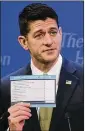  ?? SUSAN WALSH / ASSOCIATED PRESS ?? House Speaker Paul Ryan talks about taxation at the Heritage Foundation in Washington on Thursday.