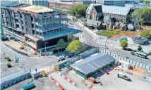  ??  ?? The site of the hotel is bordered by Cathedral Square and Colombo St — facing its intersecti­on with Gloucester St. ( Left) Nick Hargreaves.