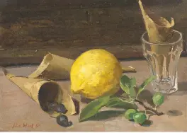  ??  ?? Fig 5 left: John Ward’s Still Life with Lemon. With Maas Gallery. Fig 6 right: Bellaria by Valentino Ghiglia. With Rafael Valls