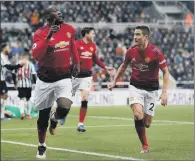  ?? PICTURE: OWEN HUMPHREYS/PA. ?? OPENING SALVO: Manchester United’s Romelu Lukaku celebrates scoring his side’s first goal at Newcastle.