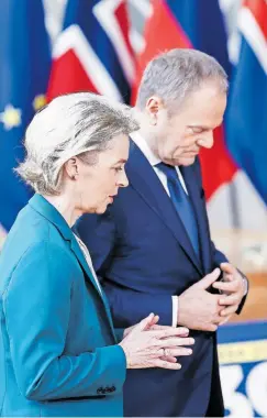  ?? ?? European Commission President Ursula von der Leyen and Poland‘s Prime