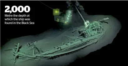  ?? AFP ?? The remains of the ancient Greek trading ship lay on the sea bed at the bottom of the Black Sea near Bulgaria. —